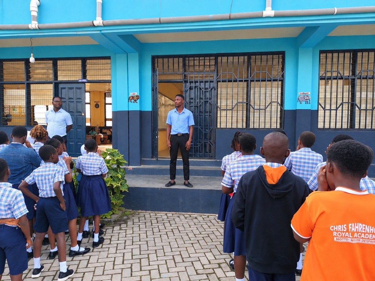 Pupils gathering before class